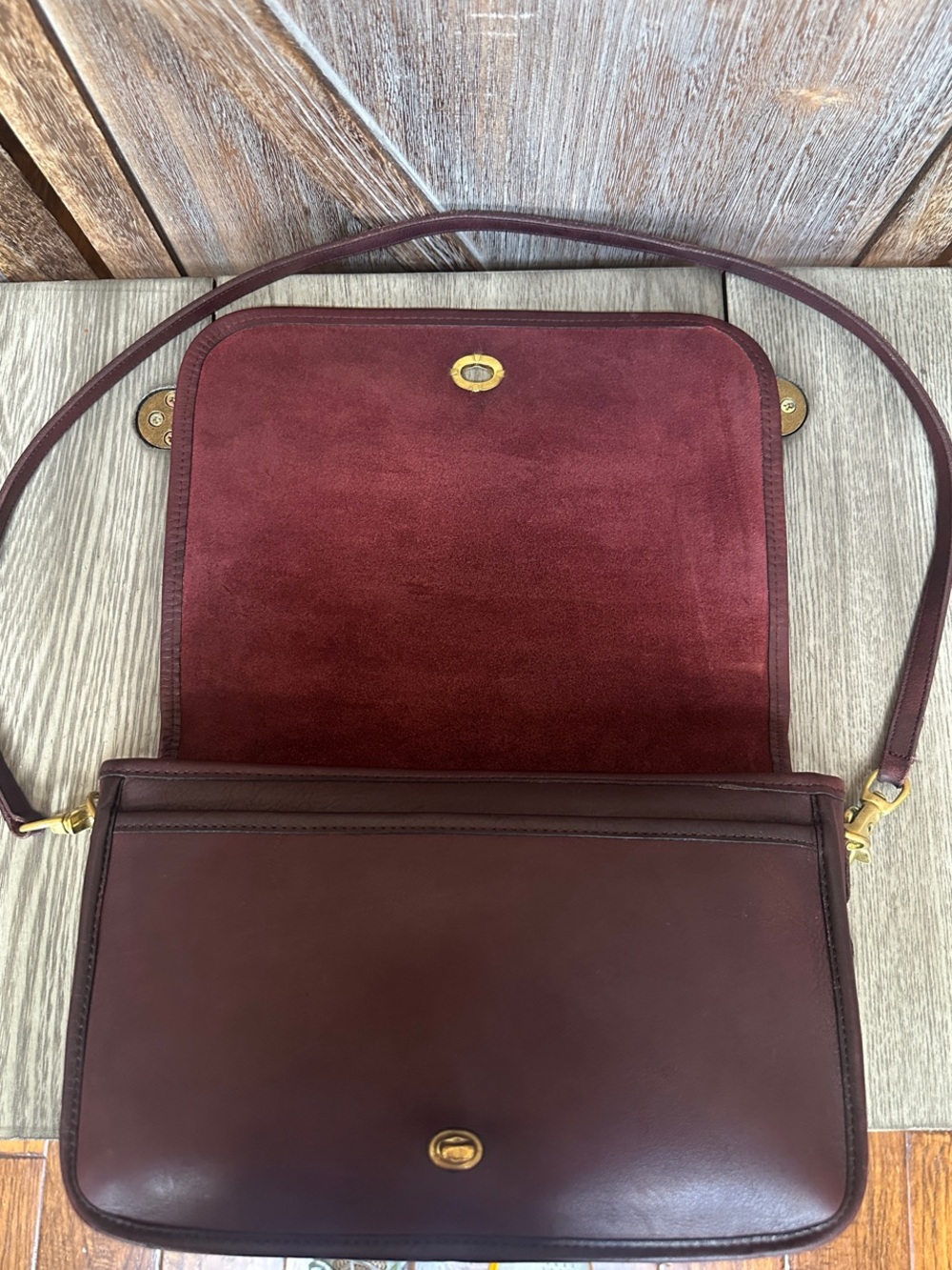 Coach RARE Vintage Oxblood Burgundy Leather Clutch Crossbody HARD TO FIND!! - Picture 7 of 16